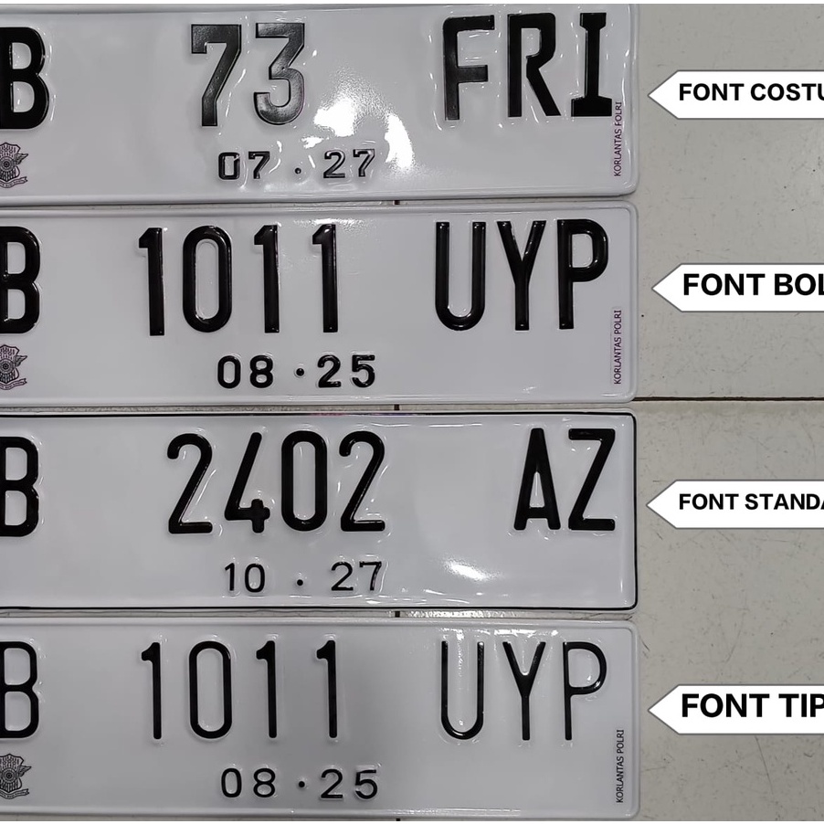 KF7 Plat nomor mobil putih logo korlantas