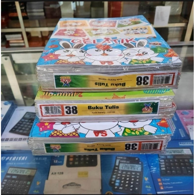 

BUKU TULIS GELATIK 38 LEMBAR ISI 10 BUKU