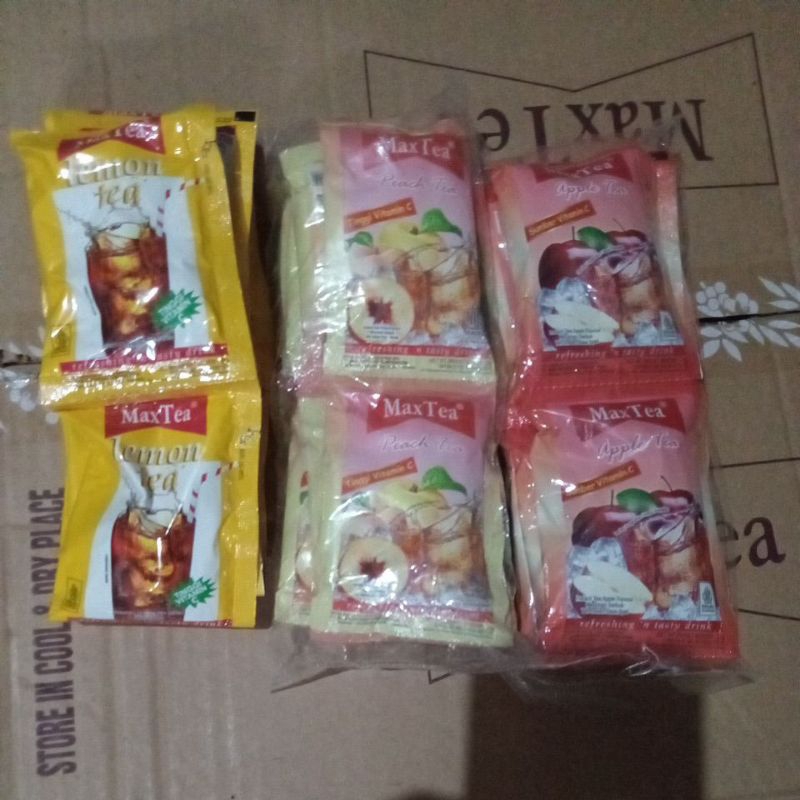 

Maxtea lemon tea/apple tea/peach tea 1 renteng(10sachet)