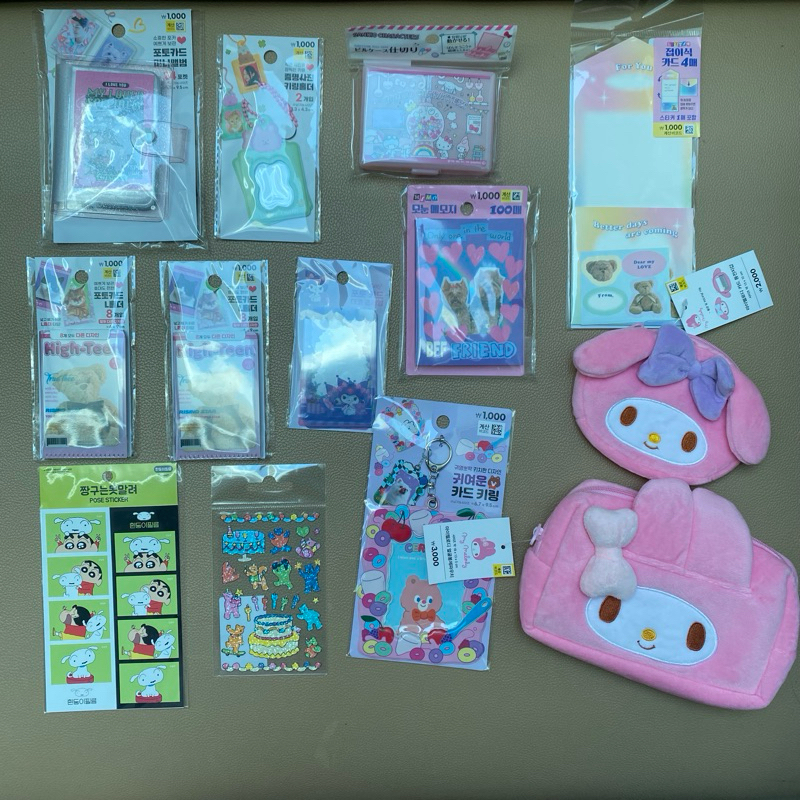 

READY STOCK VARIOUS DAISO & ARTBOOX GOODS [kolbuk, pc holder, id photo holder, sanrio my melody pouch, shinchan sticker, pill case, etc)