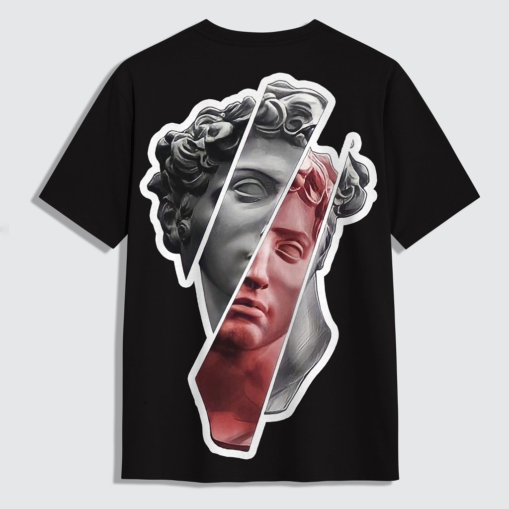 T Shirt Baju Kaos Patung Yunani  Hitam Kaos T-Shirt Streetwear