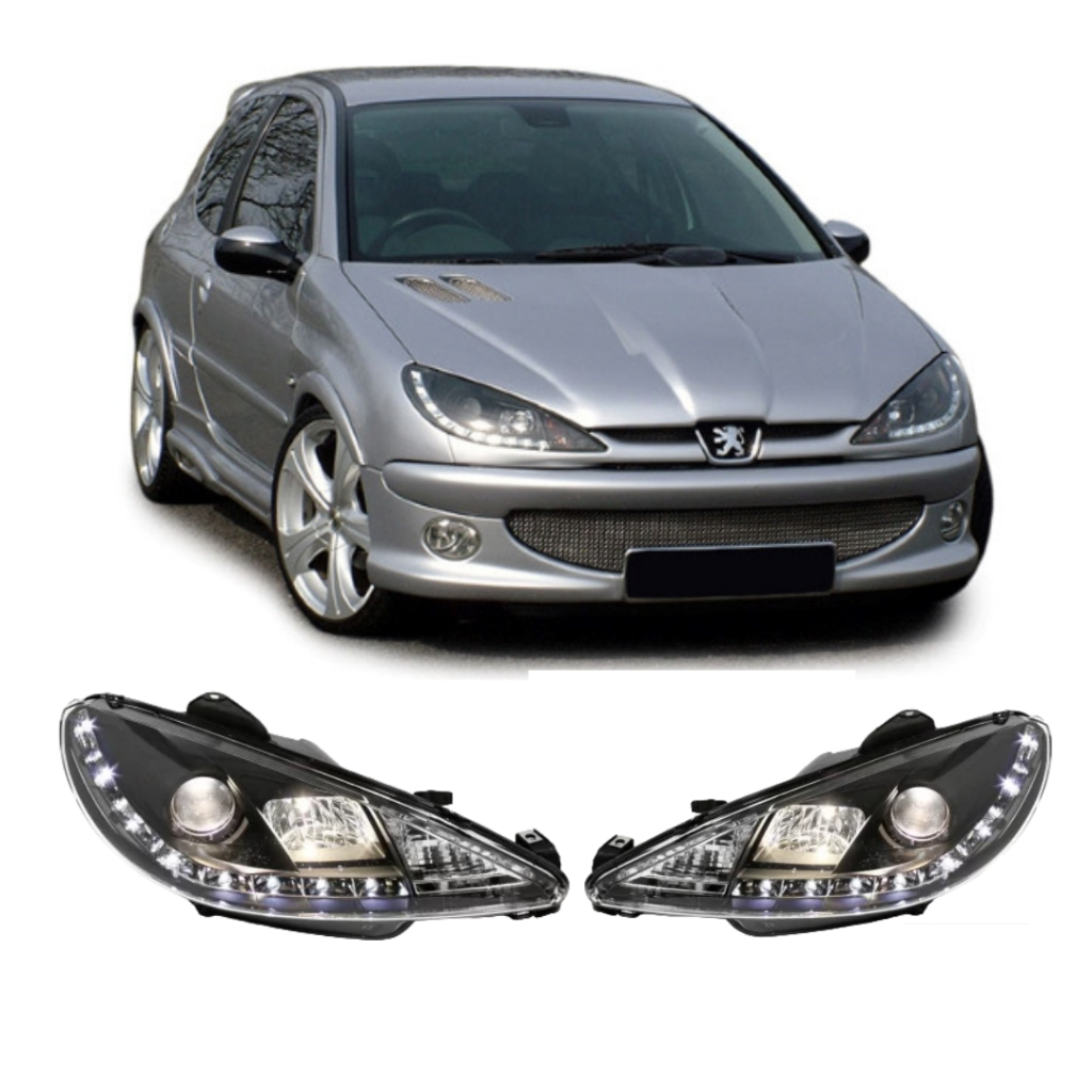 Sonar Head Lamp Lampu Depan For Peugeot 206 1998-2002 Devil Eyes Led - Projector