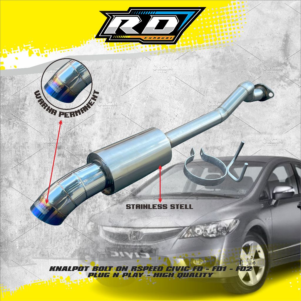 Knalpot JS Racing Blue Bolt On Honda Civic Fd PNP