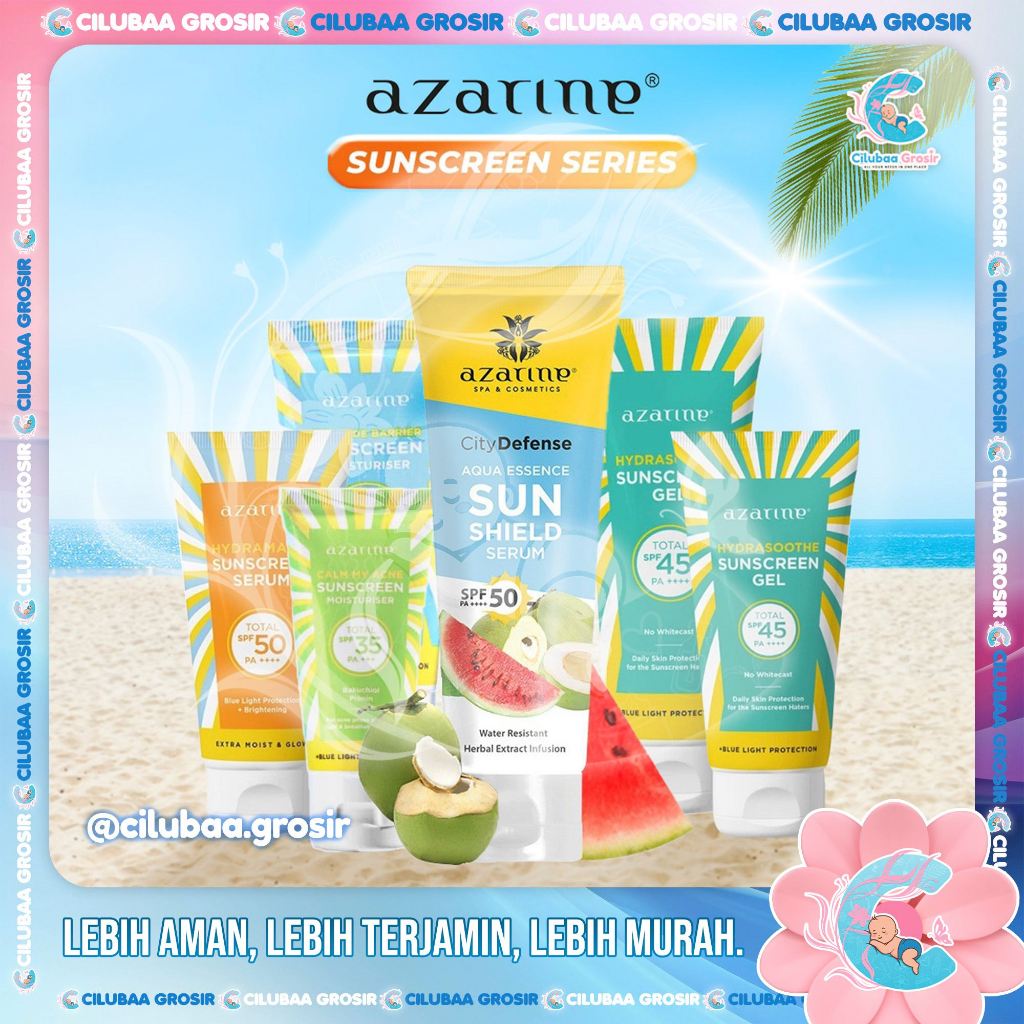 AZARINE Sunscreen Hydrasothe Sunscreen Gel Spf 45++ || Hydramax-C Suncreen Serum || Aqua Essence Sun