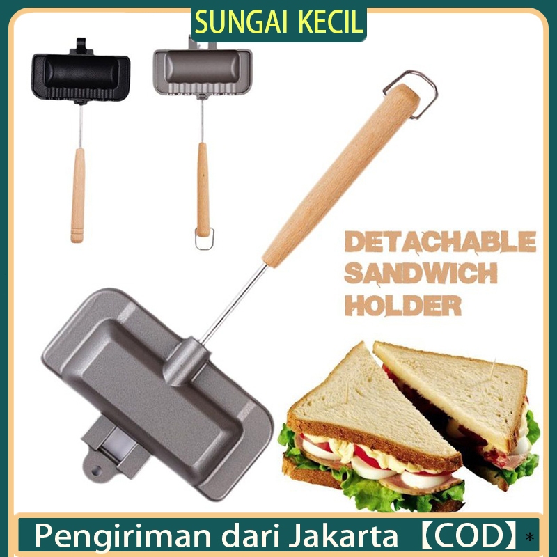 wajan sandwich dua sisi wajan panggangan lipat anti lengket wajan untuk roti bakar roti panggang