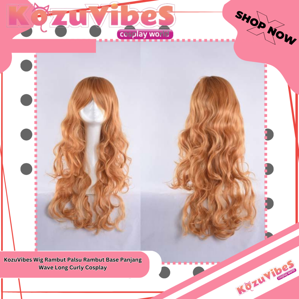 KozuVibes Wig Rambut Palsu Rambut Base Panjang Wave Long Curly Cosplay