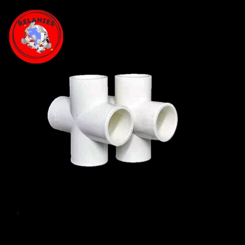 tee 4 way sambungan pipa tee cross tee 4 kaki -white