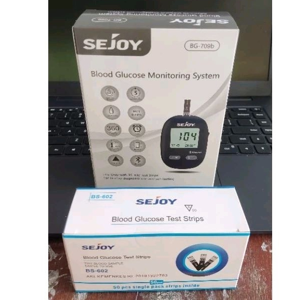 Blood glucose strip lengkap  + Alat Sejoy | Alat Monitoring Glucose lengkap + strip isi 50 | Alat Te