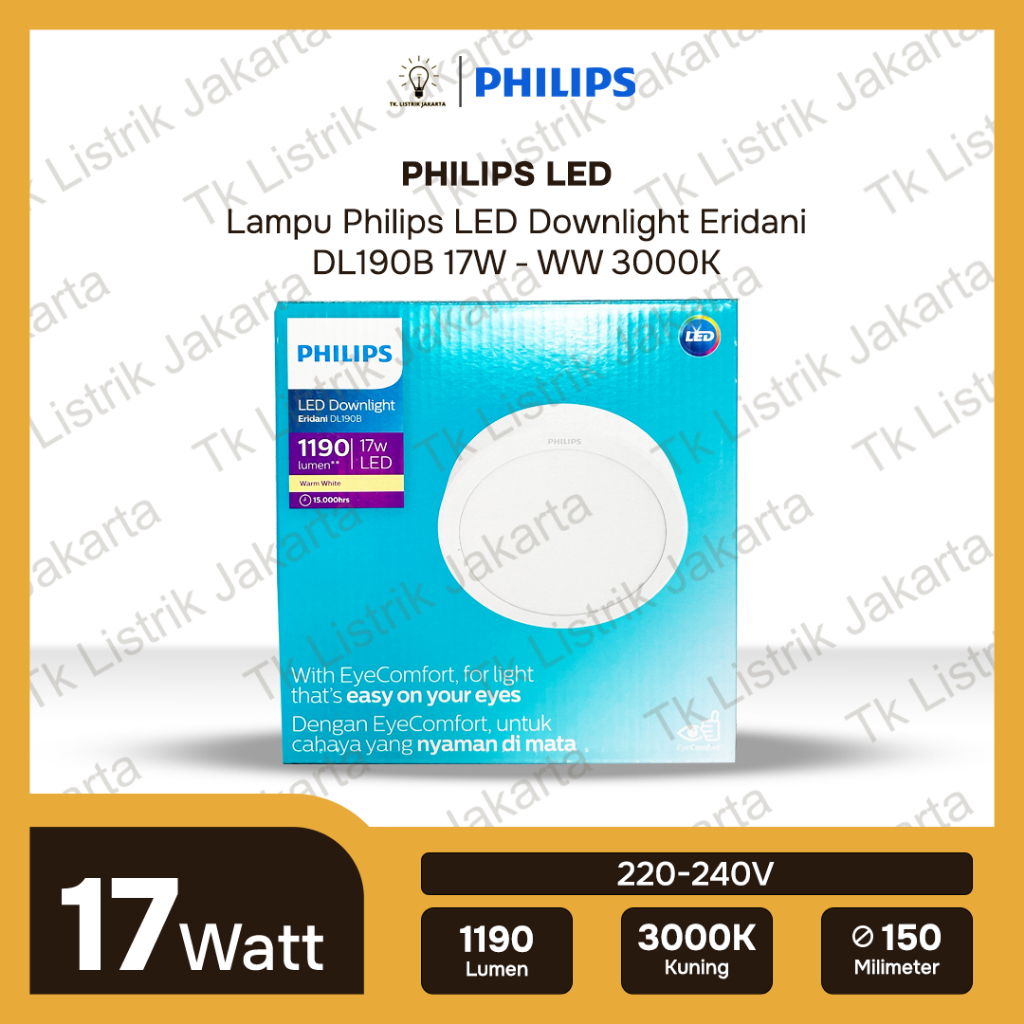 Lampu Philips Downlight Outbow Eridani Led12 17W Kuning