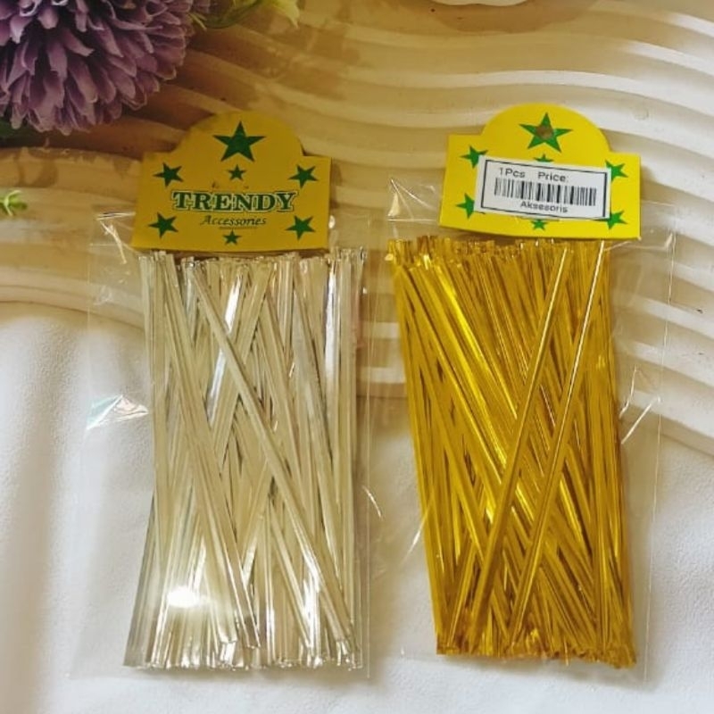 

Kawat twis tie |kawat emas |kawat souvenir |kawar twistie 10cm