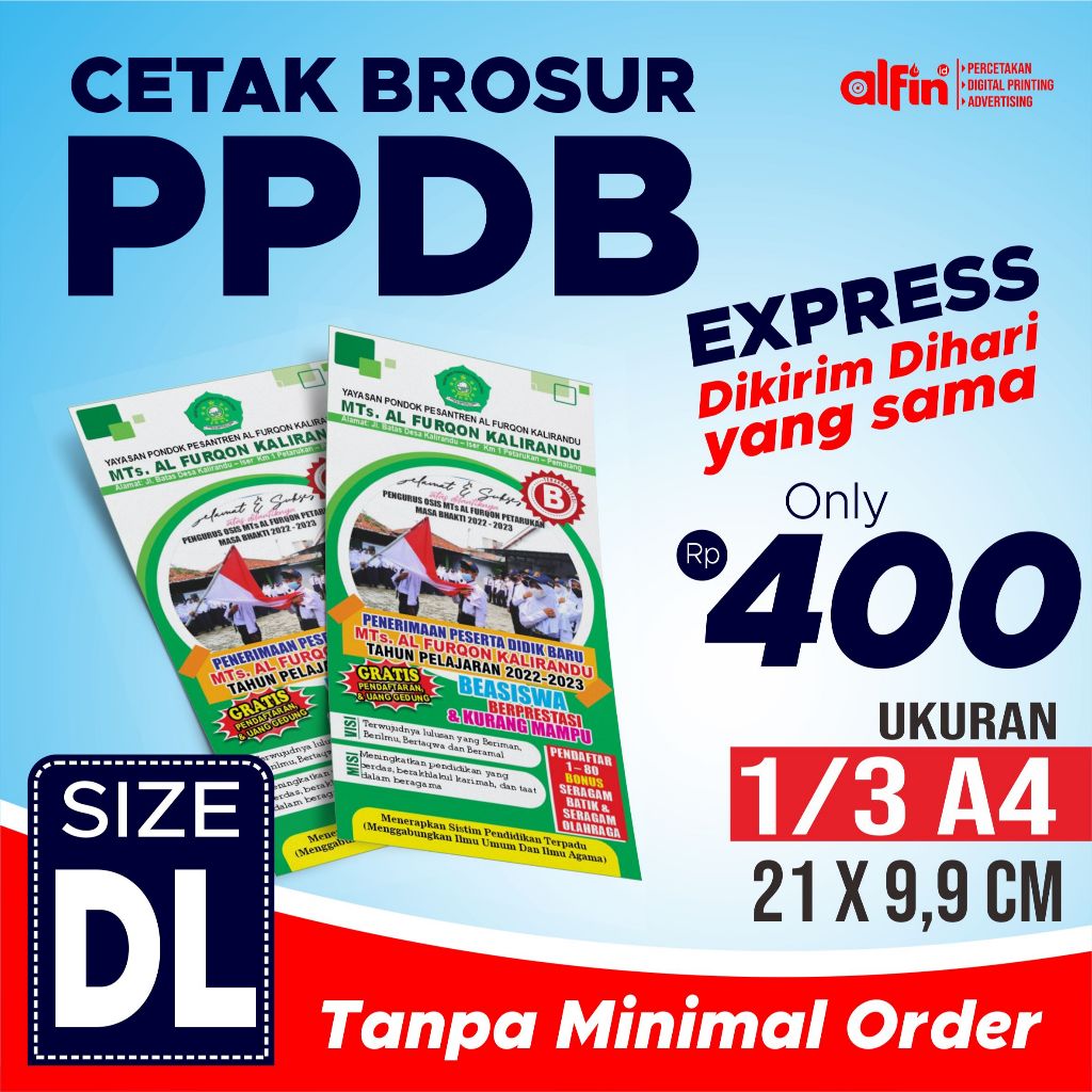 

CETAK BROSUR MURAH CEPAT | BROSUR DL | CEPAT MURAH | AP 120 GSM 1 SISI | 2 SISI