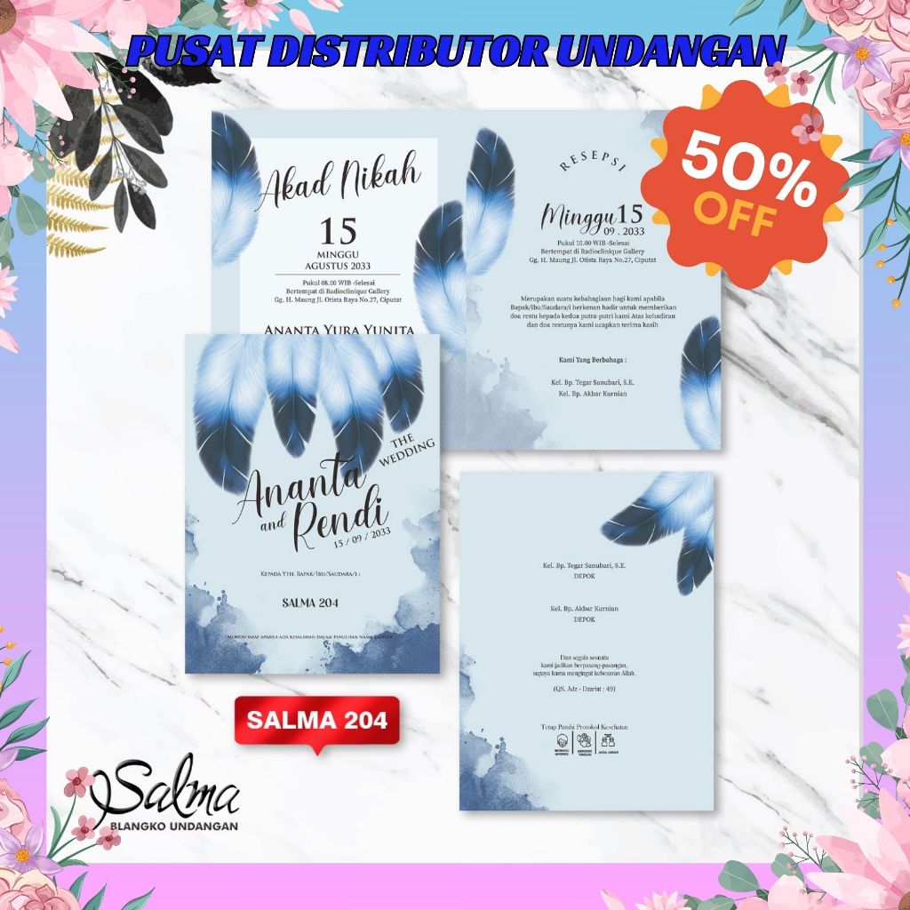 Blangko Undangan Salma 204 | Blangko Undangan Murah | Blangko Undangan| Blangko Kosong| Harga Pabrik