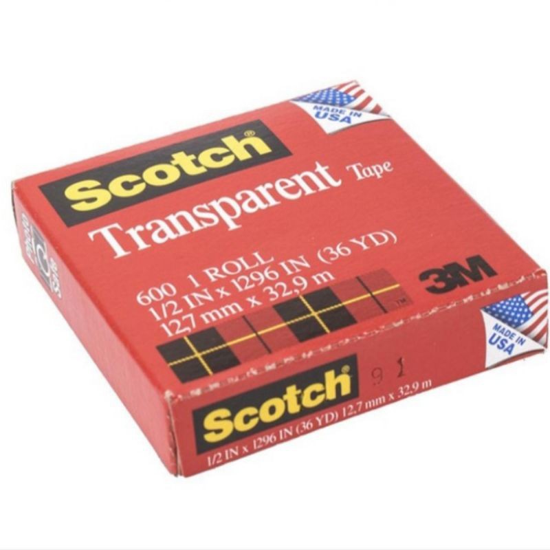 3M scotch transparent tape 600 1/2inch x 36Y