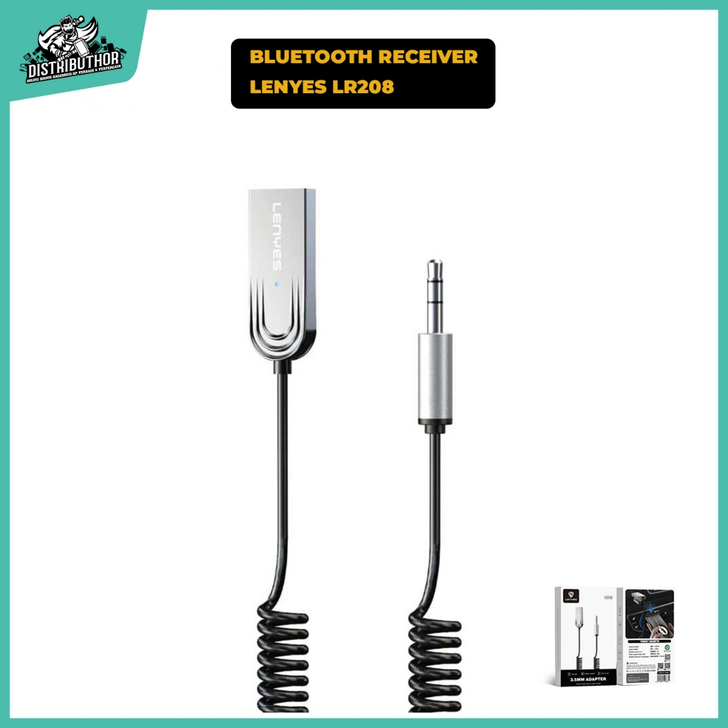 Bluetooth Receiver LENYES LR208 Aux 3.5mm Wireless Adapter Audio Mobil + Mic Alat Blutut Salon Speak
