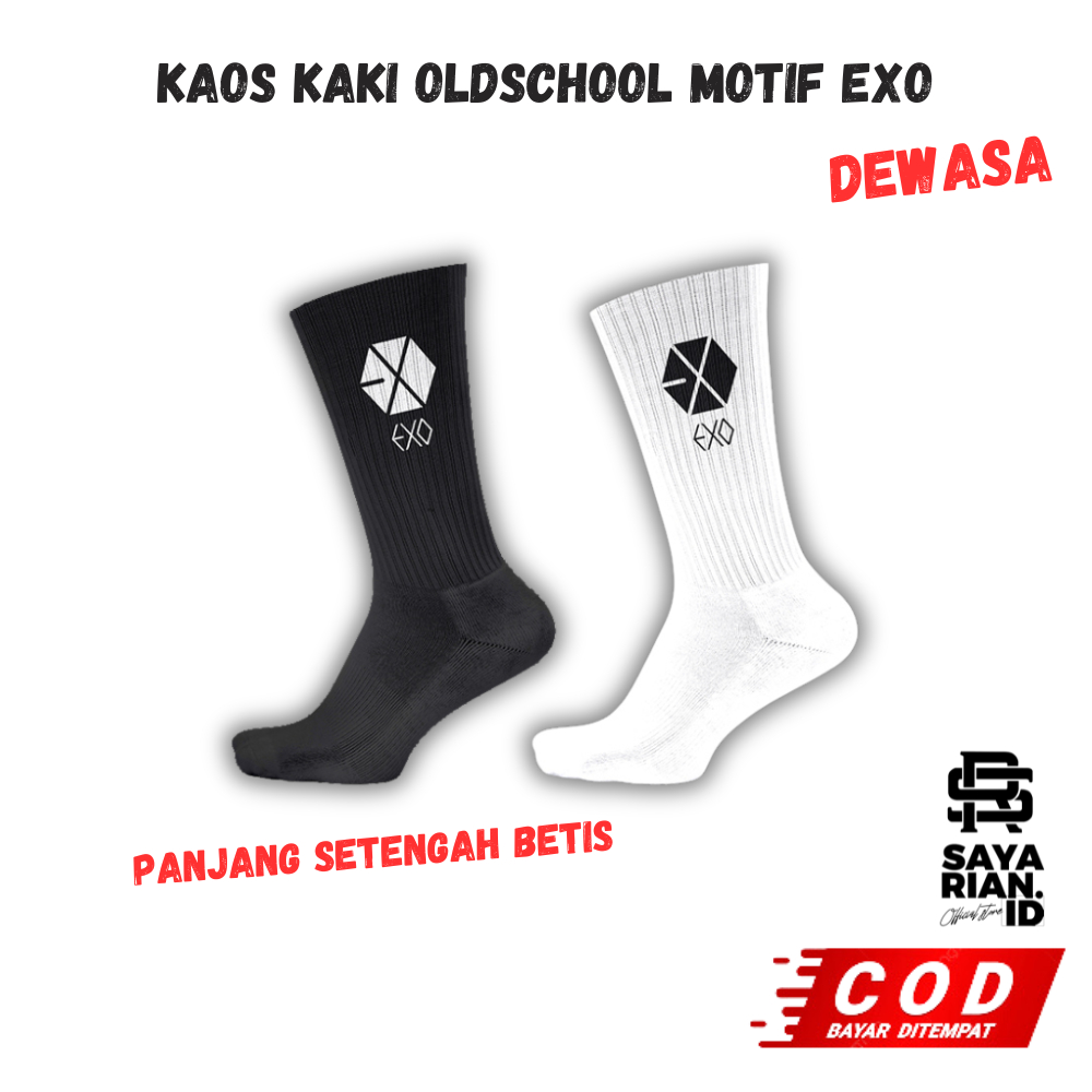 Kaos Kaki Sporty K-pop Oldschool Motif Exo Quick-Dry