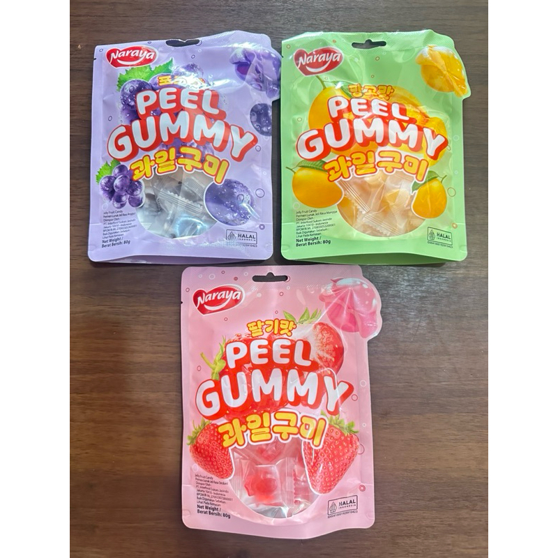 

NARAYA PEEL GUMMY JELLY FRUIT CANDY 80 gr HALAL