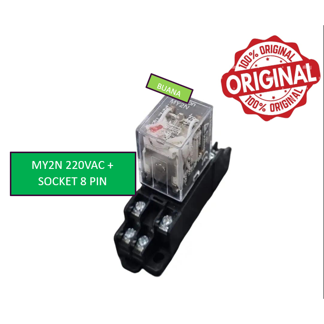 Set Relay MY2N 220VAC + Socket - 8 pin / MY2N 220V / MY2 220VAC Relay
