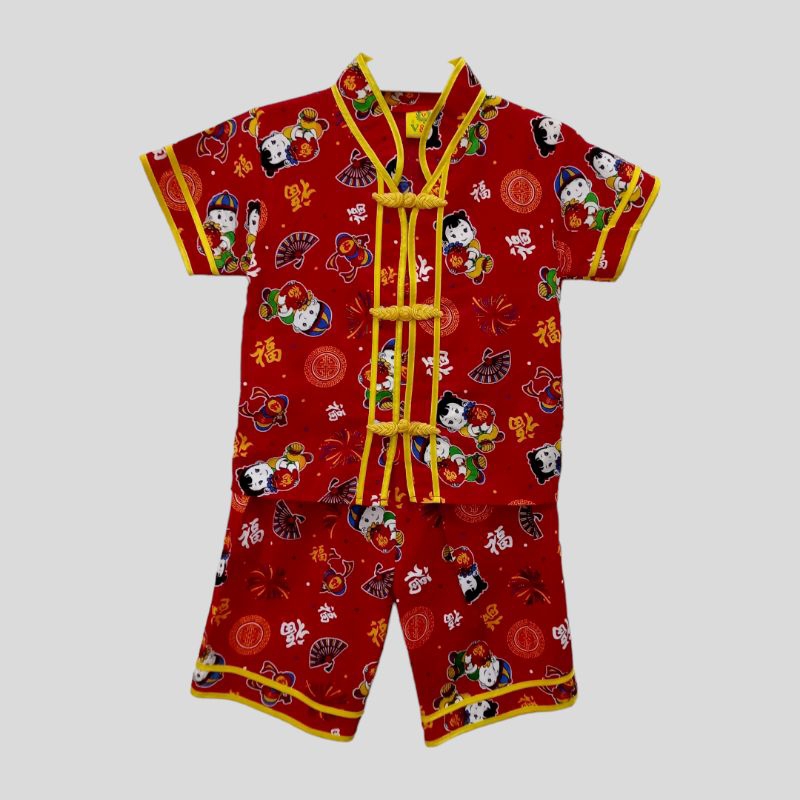 Setelan Baju Cina Celana Pendek Anak Laki-Laki Fashion