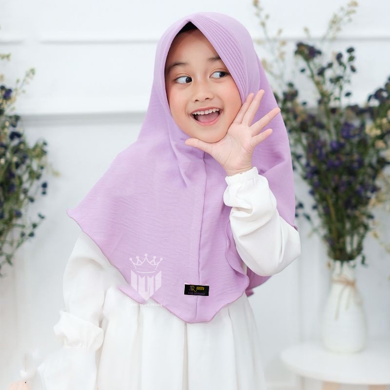 Bergo Hamida Anak Crinkle Airflow Ped Tanpa Tali Usia 3-10 Tahun