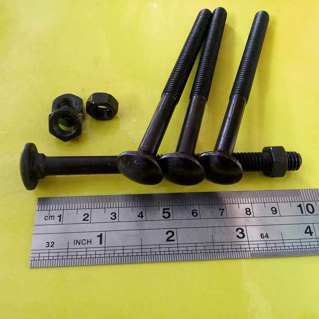 BAUT MUR CB 3/8 x 4 " INCHI / BAUT M10 PANJANG 10CM HITAM BAUD PAGAR GRC BAUT PAYUNG BUMPER CARRIGE 