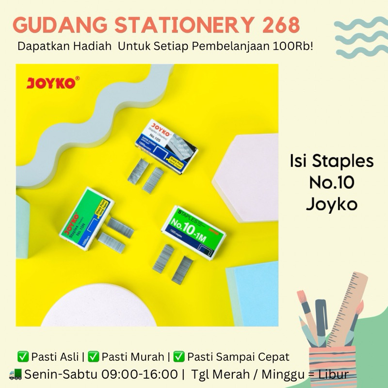 

Isi Staples Joyko no.10 / Isi Stapler Refill Stapler Joyko No. 10 1 Box 1000