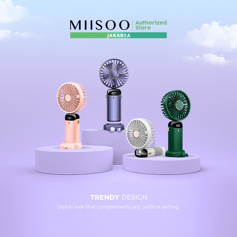 MIISOO Kipas Lipat Mini Kipas Angin Kipas Genggam Kipas Kecil Portable Led Display Kipas Handheld