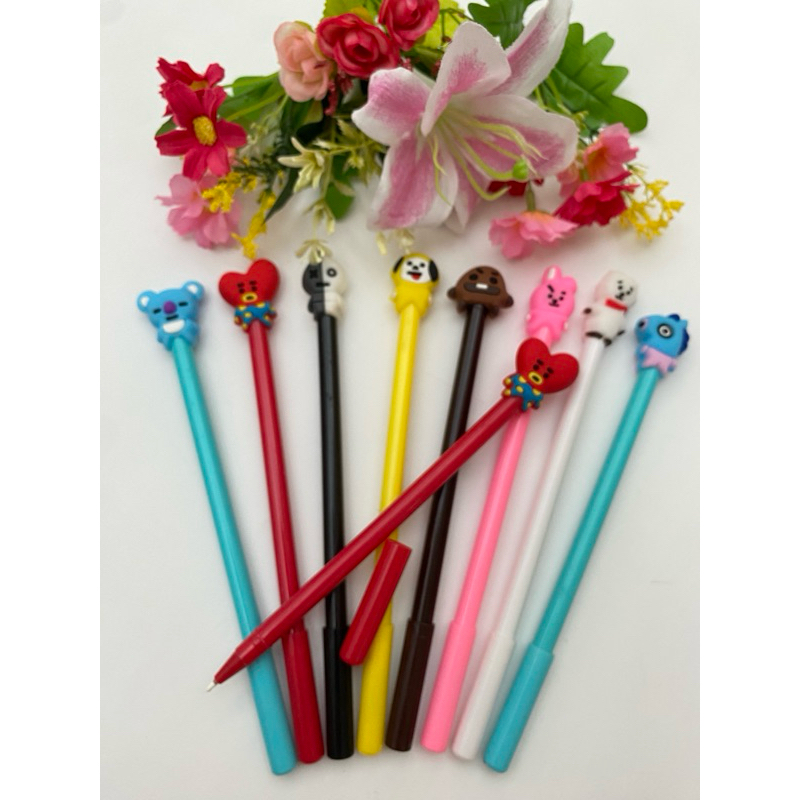 

pulpen Gel karakter BTS Import/ Pena gel tinta hitam