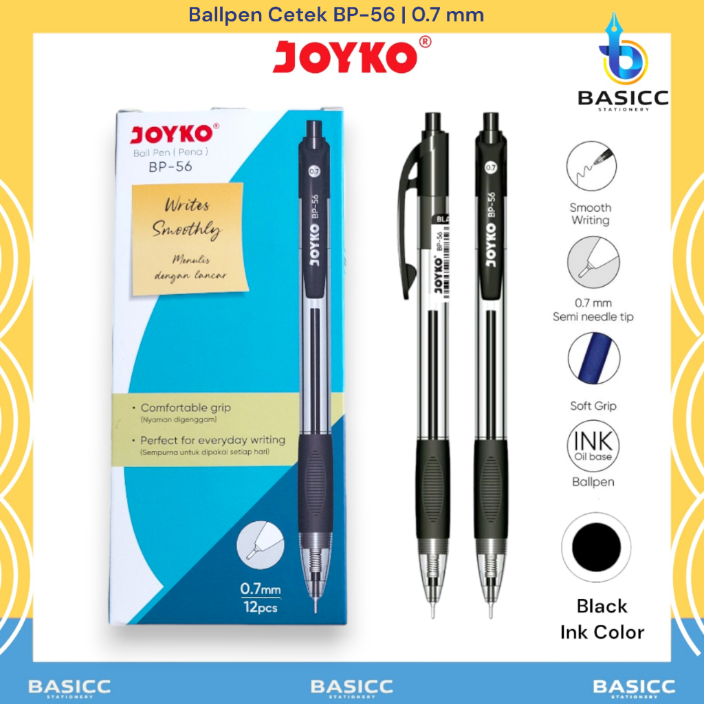 

Joyko Ballpen BP-56 Cetek Pena 0.7 mm | @1Kotak=12Pen