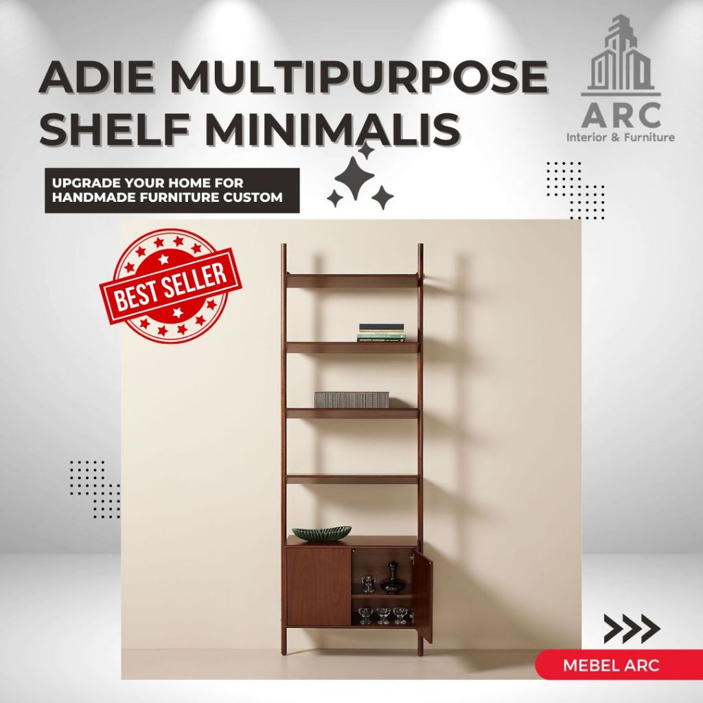 Rak Serbaguna Minimalis / Rak Buku Kayu Jati / Lemari Serbaguna 4 Susun