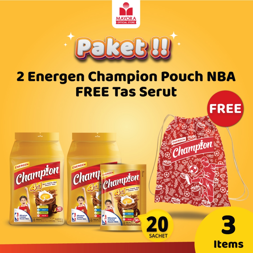 

Paket 2 Energen Champion Pouch NBA FREE Tas Serut