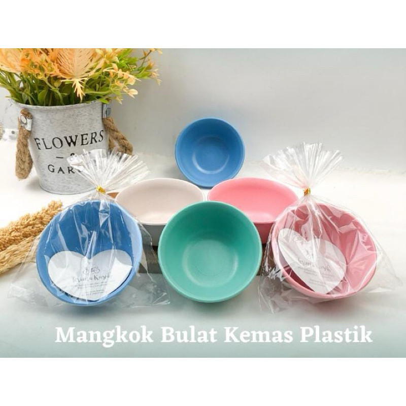 50Pcs Souvenir Pernikahan Mangkok Plastik Bulat Kecil + Kemas Plastik