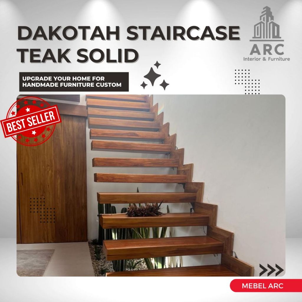 Papan Pijakan Tangga Kayu Jati Solid / Anak Tangga Kayu Jati Solid