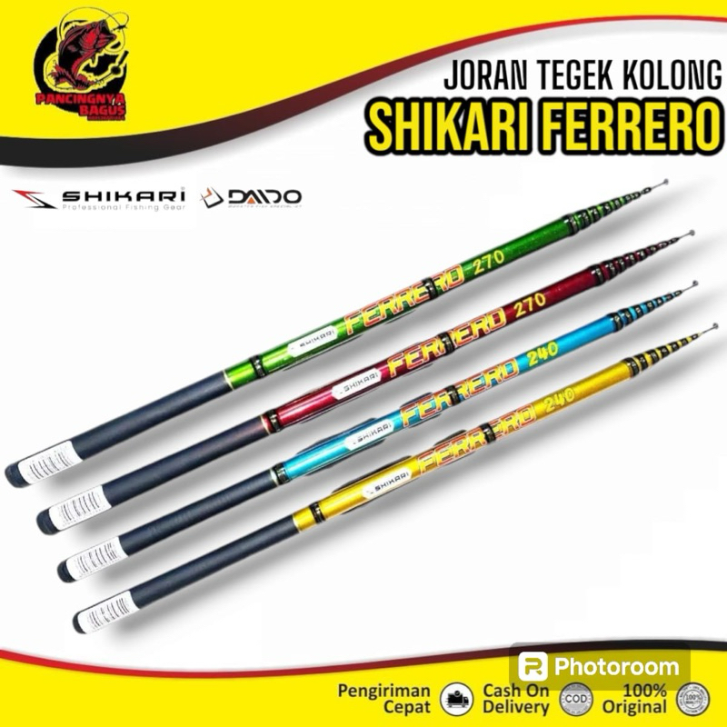 Joran Tegek Set Kolong Shikari Ferrero Ruas Pendek Panjang 210-450Cm Sudah Kolong