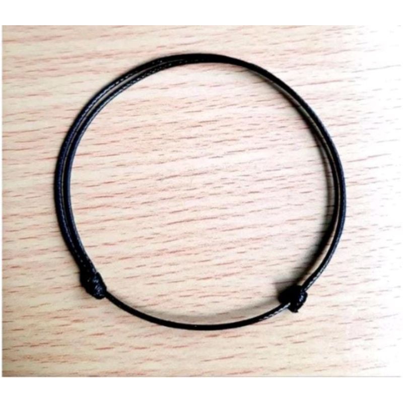 GELANG TALI HITAM POLOS/GELANG KULIT/GELANG TALI KOREA/GELANG TALI SERUT HITAM/GELANG TALI SERIT KUL