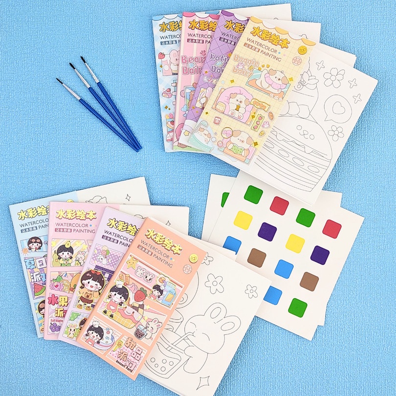 

LANGSUNG BELI GAN BOOK OF HAPPINESS WATERCOLOR PAINTING BOOK Buku Mewarnai Watercolor Lengkap Dengan Kuas dan Cat Air 2 Lembar