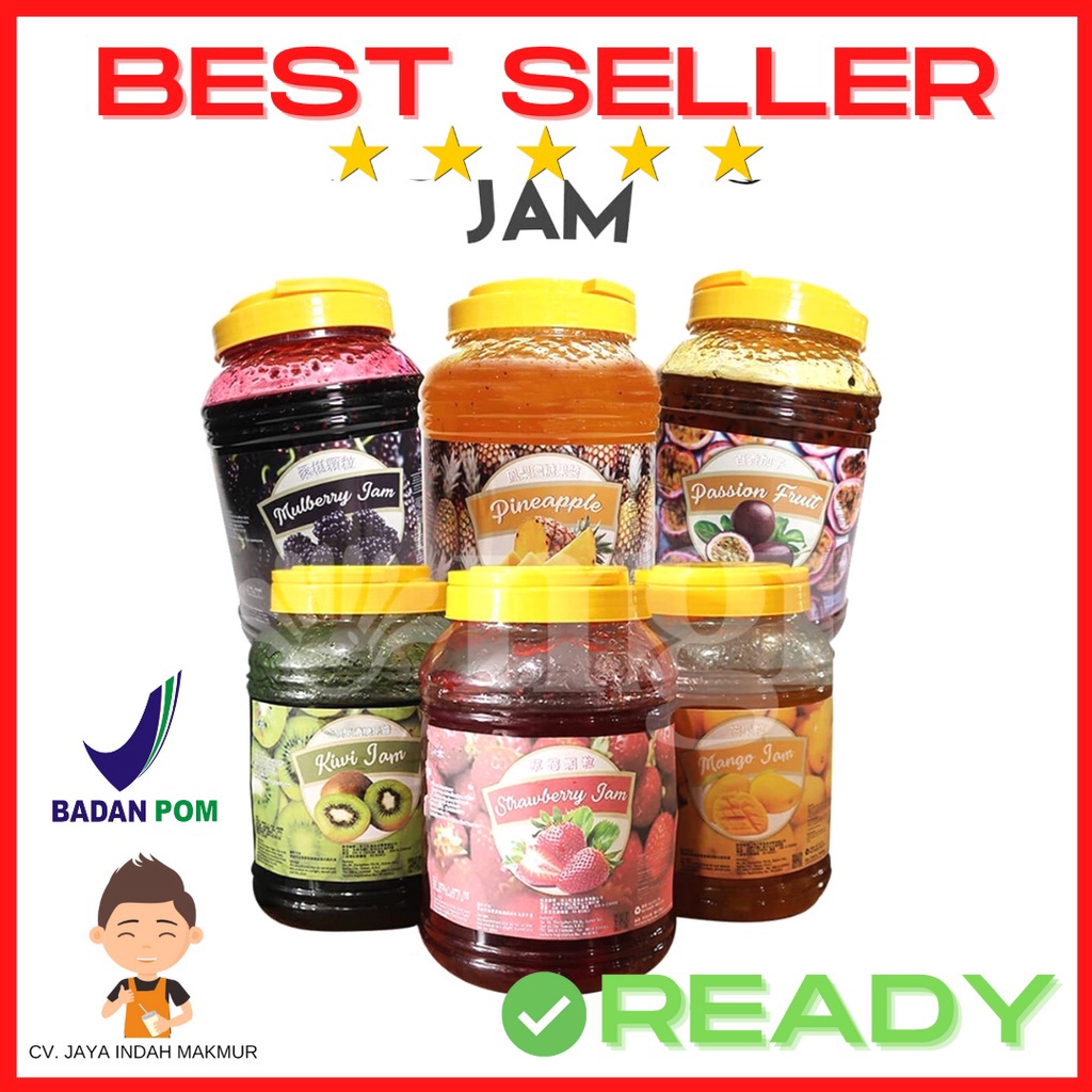 

PROMO HARI INI Selai Sele Jam untuk Minuman Drink Roti Kue Taiwan Mango Strawberry Kiwi Pineapple Nanas Passion Fruit 4kg