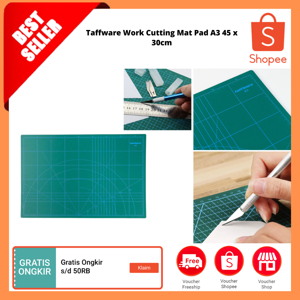 

Work Cutting Mat Pad A3 45 x 30cm / Alas Pemotong PVC Kerajinan Jahit Papan Scrapbook Antiselip