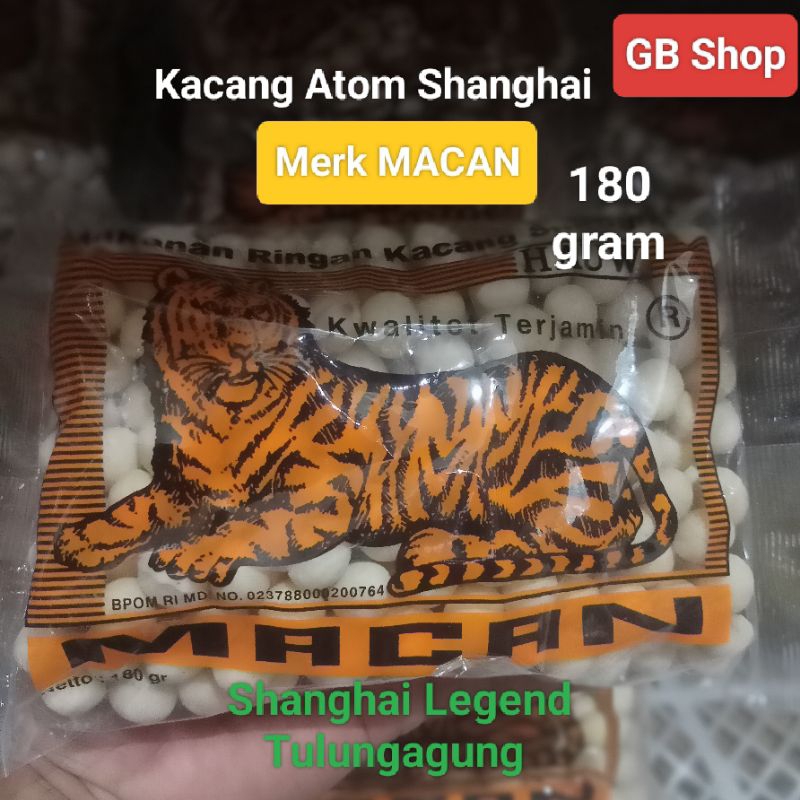 

Kacang Atom Shanghai Suling Mas merk MACAN murah180gram Termurah