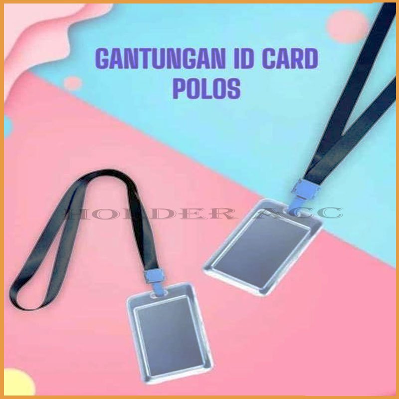 

HA Name Tag Holder ID Card Kartu Nama + Tali Lanyard Warna Polos