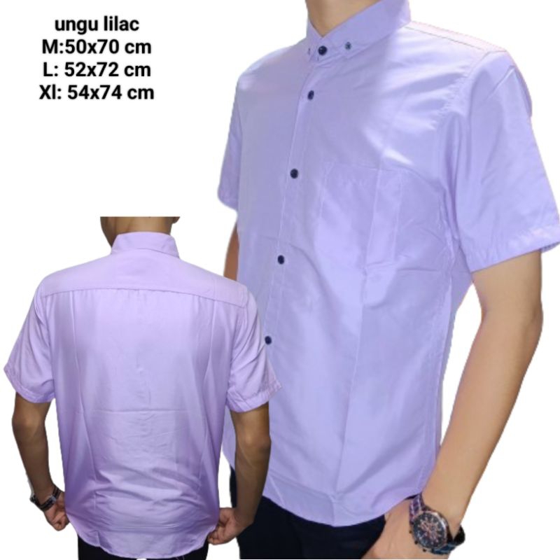 KEMEJA UNGU LILAC/KEMEJA POLOS PRIA LILAC PENDEK DEWASA