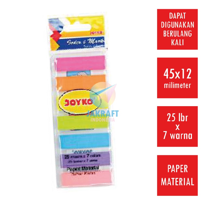 

TERJAMIN BAGUS 175 Pcs Index Mark JOYKO IM32 Memo Tempel Kertas Persegi Sticky Notes 7 Warna x 25 Lembar