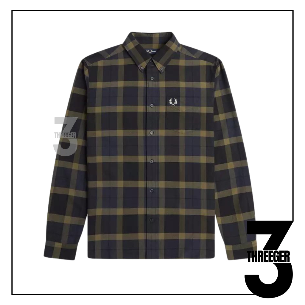 Fred Perry Tartan Long Sleeve Shirt  Uniform Original / Kemeja Fred Perry Original