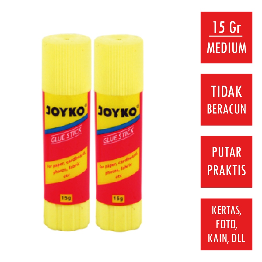 

KESEMPATAN TERBATAS 1 Pcs Glue Stick 15Gr Lem Kertas Stik Putar Kecil 15 Gram Gr JOYKO GS15 GS12 Non Toxic Aman Tidak Beracun