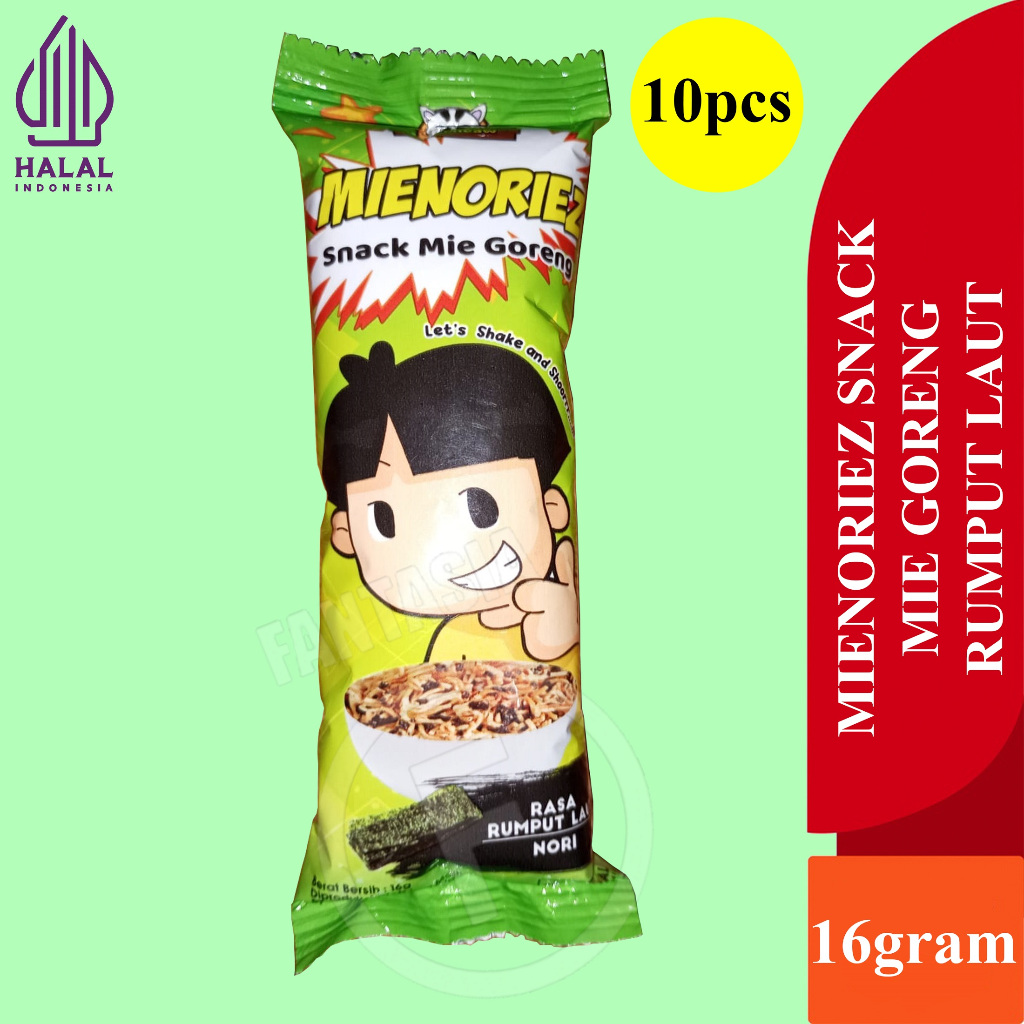 

MY_MIEAW MIENORIEZ CEMILAN MAKANAN RINGAN SNACK MIE GORENG RUMPUT LAUT PACK ISI 10 BUNGKUS 16 GRAM FANTASIA