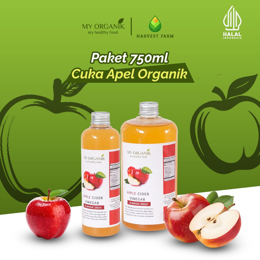 

My Organik Paket 750ml Cuka Apel Organik Vinegar Cuka Apel 500 ml 250ml