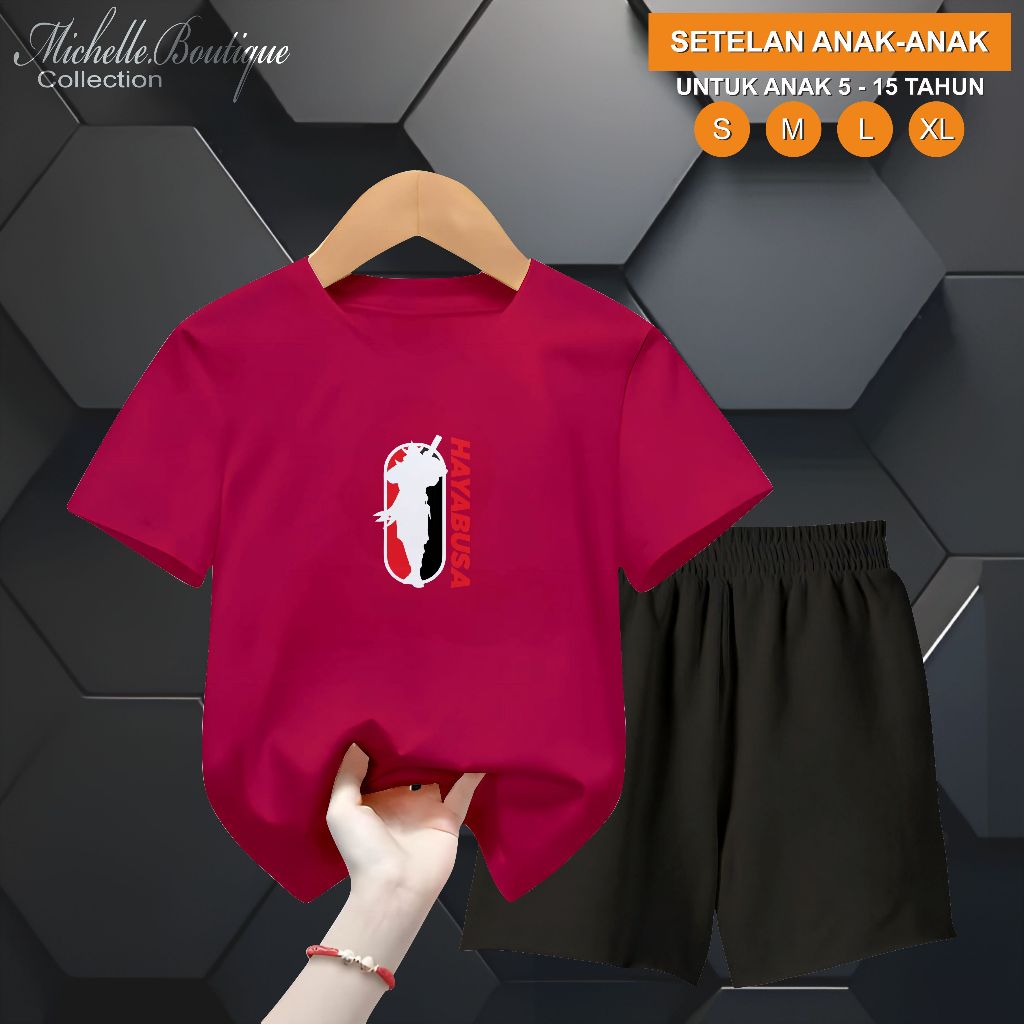 Setelan Celana Pendek Anak 5-15 Tahun motif HAYABUSA