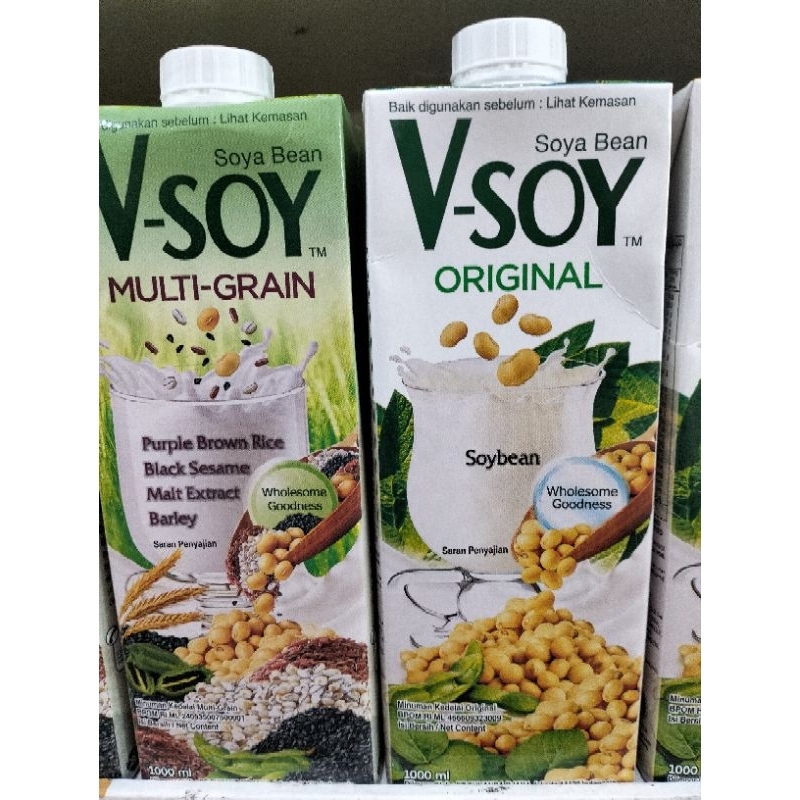 

V-Soy Soya Bean Minuman Kedelai 1L Impor Thailand HALAL