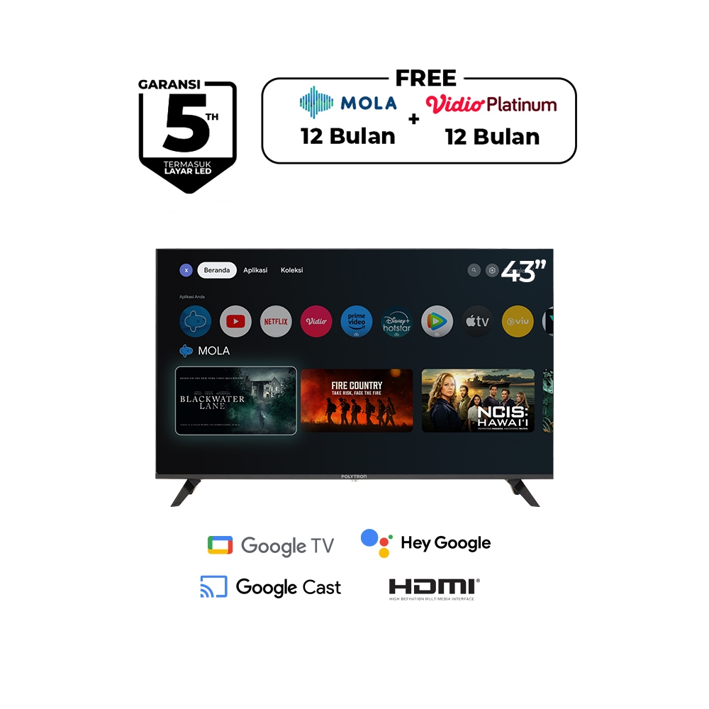 POLYTRON SMART TV 43 INCH GOOGLE TV 43IN POLYTRON PLD 43RG9059 SMART TV POLYTRON 43INCH GOOGLE TV 43