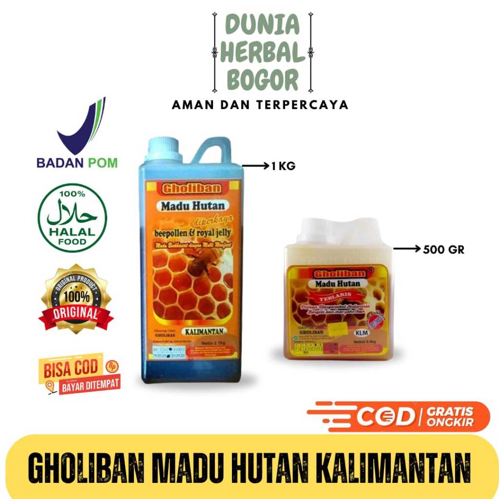 

GHOLIBAN MADU HUTAN KALIMANTAN 0,5kg & 1kg ASLI Madu Hutan