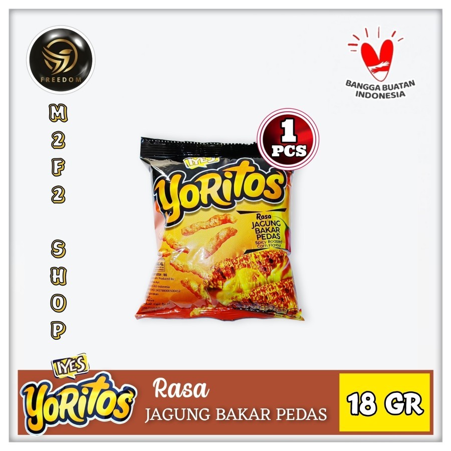 

Iyes Snack Yoritos Spicy Roasted Corn Flavour | Camilan Rasa Jagung Bakar Pedas Sachet - 18 gr (Kemasan Satuan)